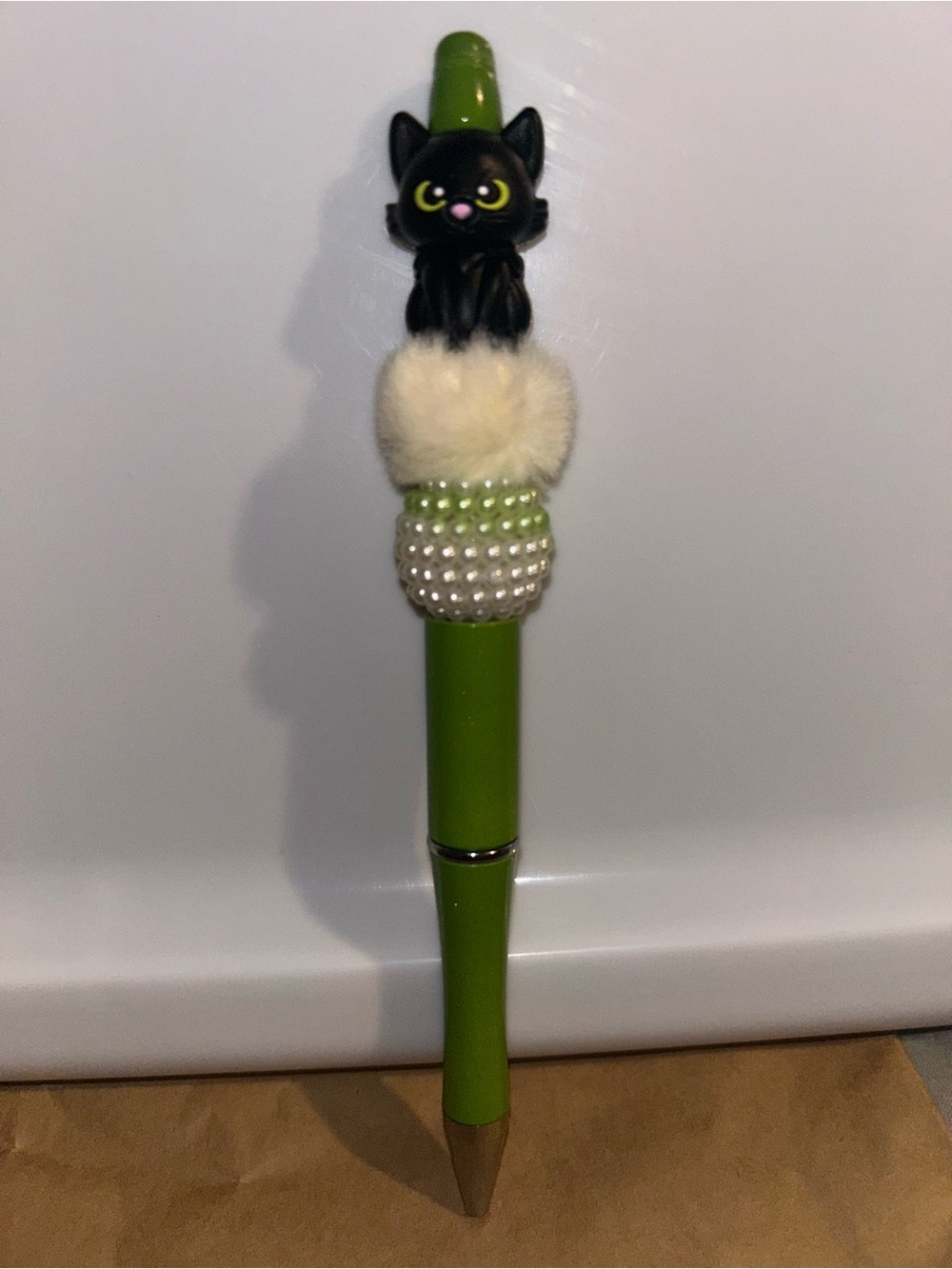 Green Cat Novelty Cat Pen - Decorative Cat Topper